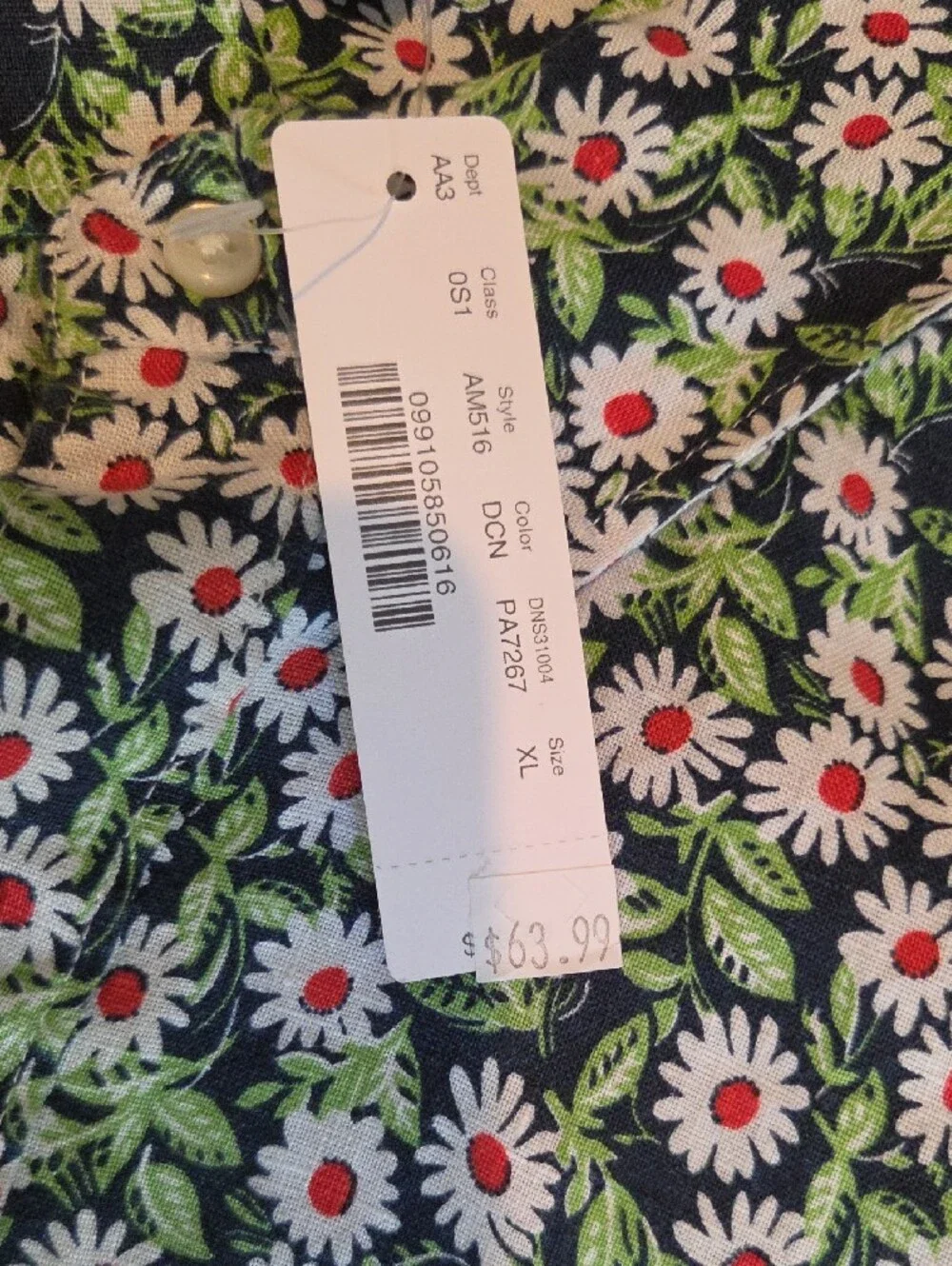 J. Crew Men's Short-Sleeve Button-Down Shirt - Green Floral Daisy Print